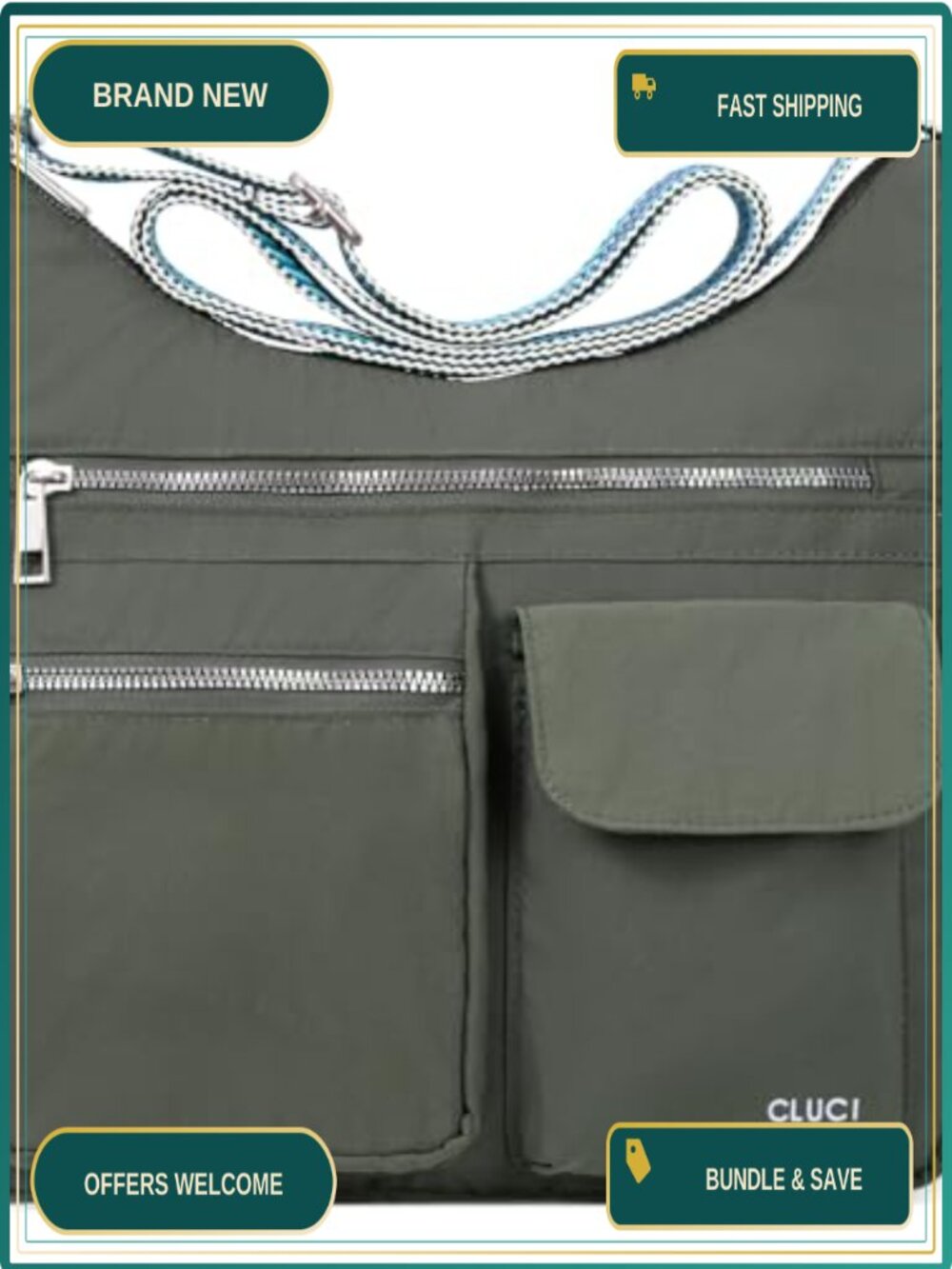 Water Resistant Anti Theft Crossbody Bag Travel Shoulder Handbag Purse